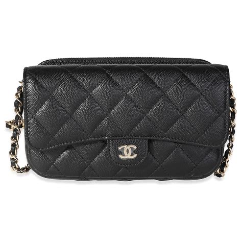 Vanity Astuccio da trucco Chanel nero mini classico caviale